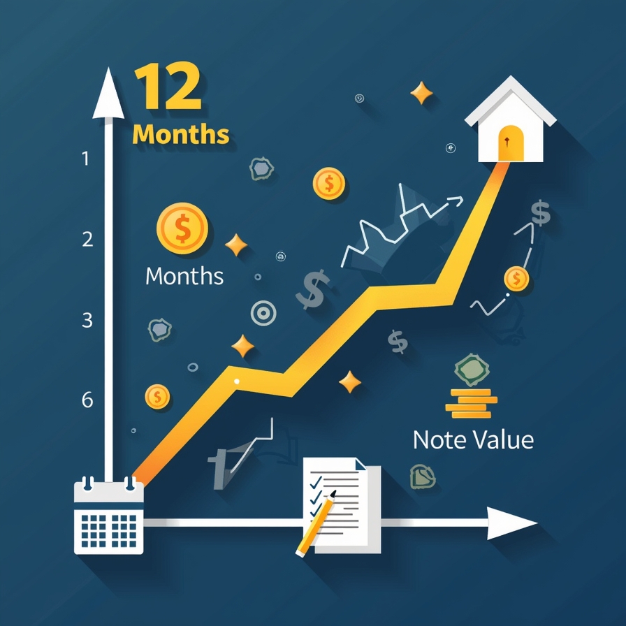 Graph showing how 12 months of consistent mortgage note payments increase sale price and value