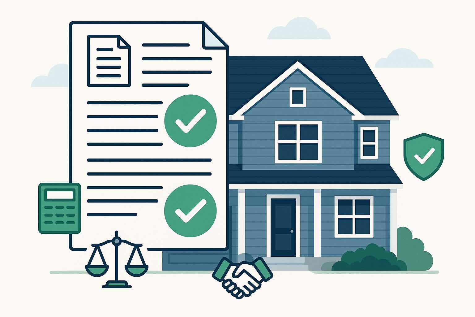 Dodd-Frank compliance checklist for seller financing showing house with legal documents and compliance checkmarks